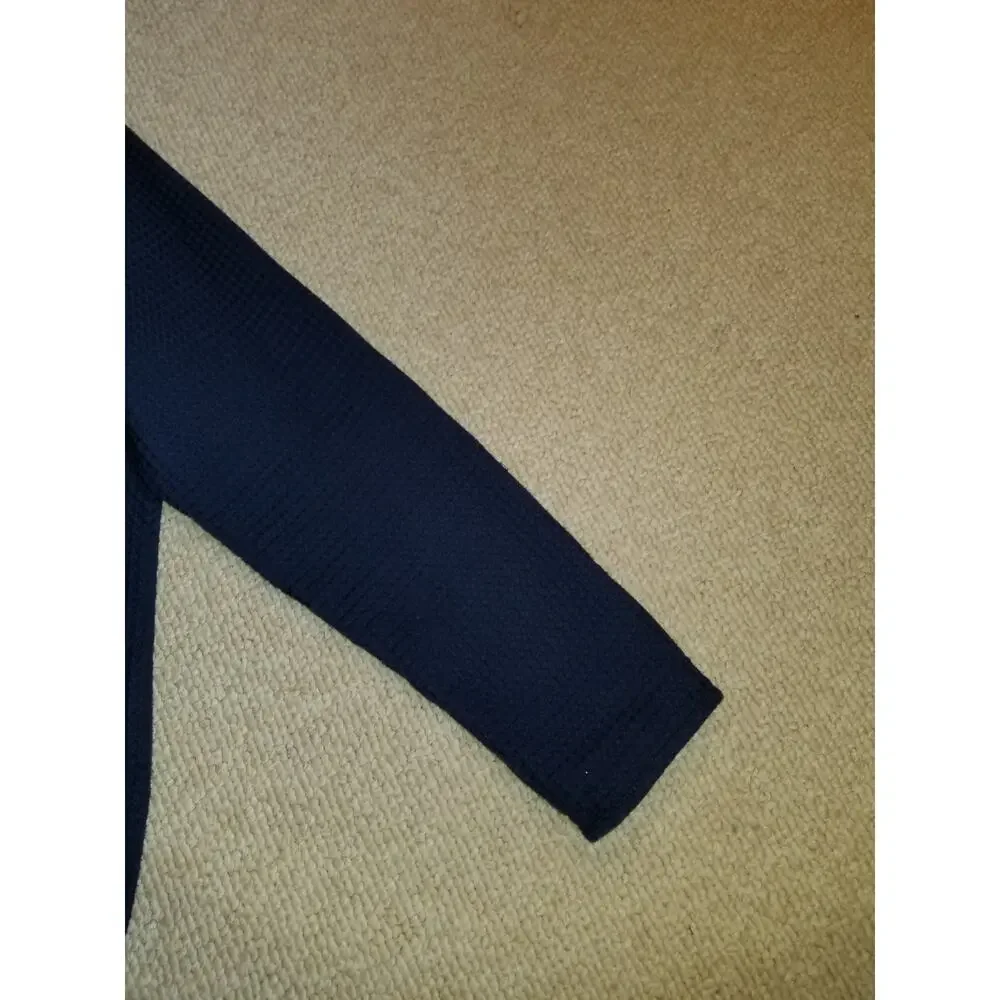 Womens Jacket-TRAVELSMITH-navy lightweight waffle knit button-down classic-M